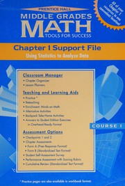 Prentice Hall Middle Grades Math Tools for Success. Support file. Courses 1-3