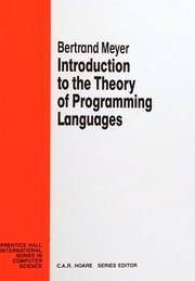 Introduction to the Theory of Programming Languages (Prentice-hall International Series in Computer Science)