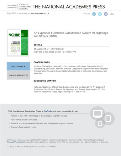 Expanded Functional Classification System for Highways and Streets