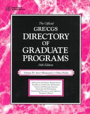 The Official GRE CGS Directory of Graduate Programs Arts, Humanities and Other Fields