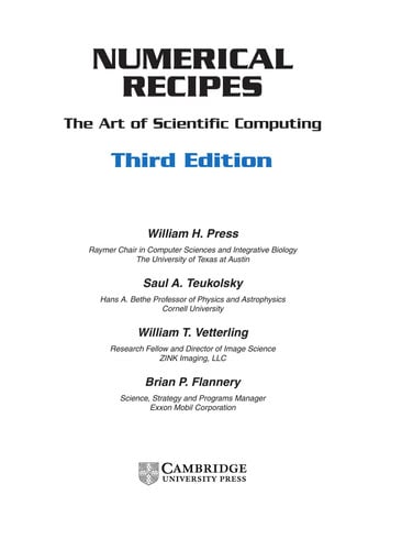 Numerical Recipes 3rd Edition: The Art of Scientific Computing