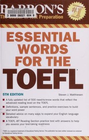 Essential Words for the TOEFL: Test of English As a Foreign Language