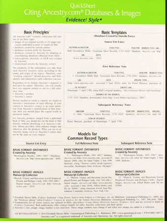 Quicksheet Citing Ancestry.com Databases & Images