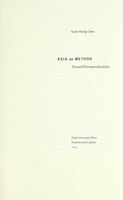 Asia as Method: Toward Deimperialization