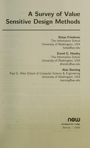 A Survey of Value Sensitive Design Methods (Foundations and Trends(r) in Human-Computer Interaction)