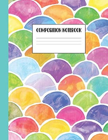 Composition Notebook: Watercolor Mermaid Scales | College Ruled (Homeschool & Distance Learning)